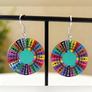 WHEEL OF FORTUNE Game Show Vivid, Colorful Earrings NEW